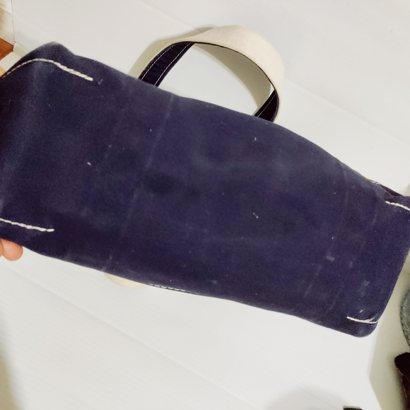 Rare Vintage LL Bean Heavy Canvas Two-Tone Yellow  Blue Trim Boat & Tote Bag USA - Picture 5 of 11